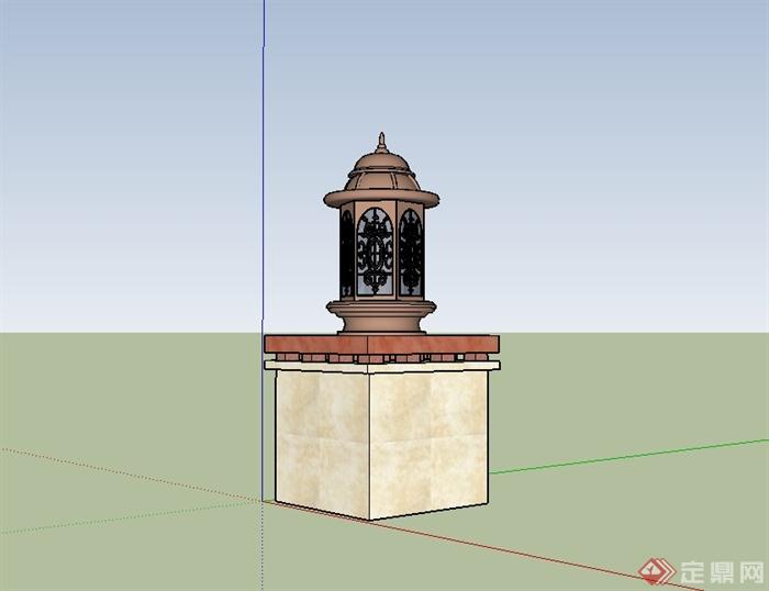 欧式灯柱详细设计su模型(2)