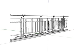 现代详细的铁艺围栏设计SU(草图大师)模型