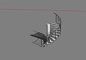 现代风格详细旋转楼梯SU(草图大师)模型