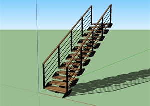 现代风格详细的室内楼梯SU(草图大师)模型