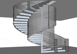 现代风格多层旋转建筑楼梯设计SU(草图大师)模型