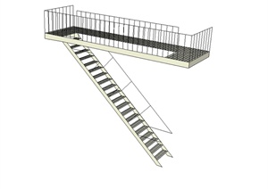 现代风格详细建筑楼梯SU(草图大师)模型