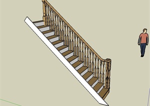 现代风格详细室内住宅楼梯设计SU(草图大师)模型