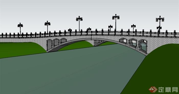 某现代风格过河交通桥su模型(2)