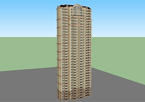 某法式风格高层住宅小区楼设计SU(草图大师)模型