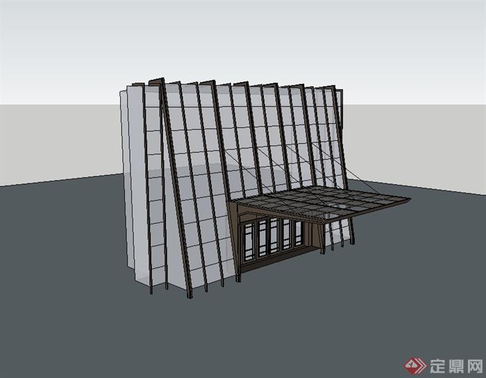 现代风格建筑雨棚设计su模型(1)