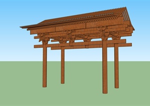 现代中式风格木质廊架小品设计SU(草图大师)模型