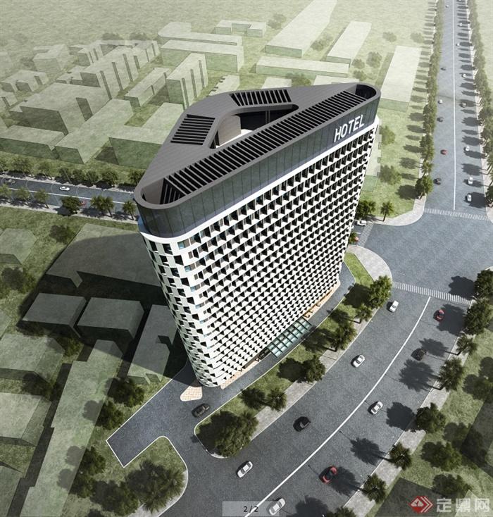 现代酒店高层建筑设计3d模型及效果图(2)