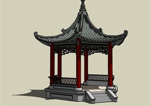古典中式景观亭详细设计SU(草图大师)模型