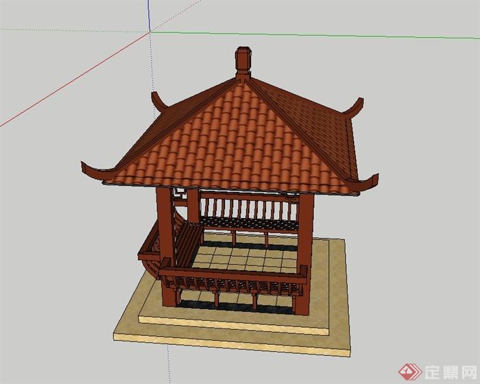 现代中式风格方亭设计su模型(2)