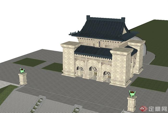 古典中式中山陵建筑设计su模型(2)