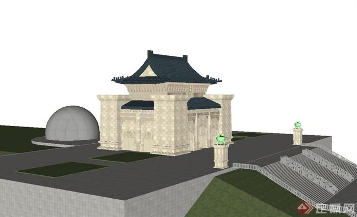 古典中式中山陵建筑设计su模型(1)
