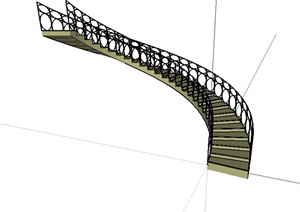欧式风格建筑旋转楼梯设计SU(草图大师)模型
