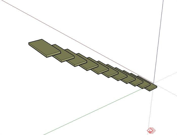 室内简单的楼梯踏步设计su模型(3)