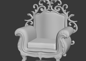 单体欧式风格雕花沙发设计3d模型