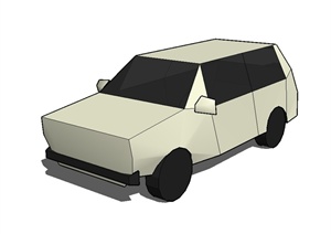有材质无贴图的简单汽车设计SU(草图大师)模型