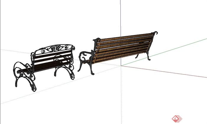 欧式风格两个园椅设计su模型(2)