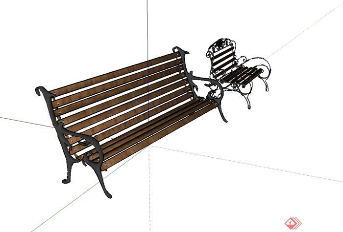 欧式风格两个园椅设计su模型(3)