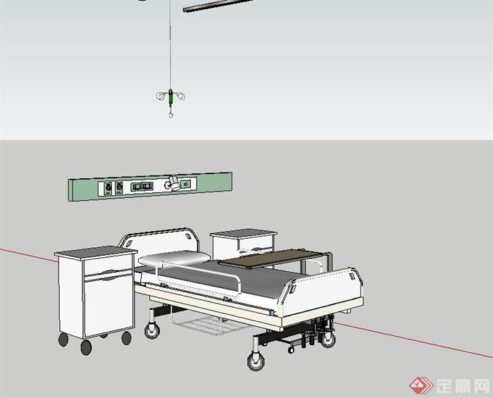 现代风格医院病床设计su模型(2)