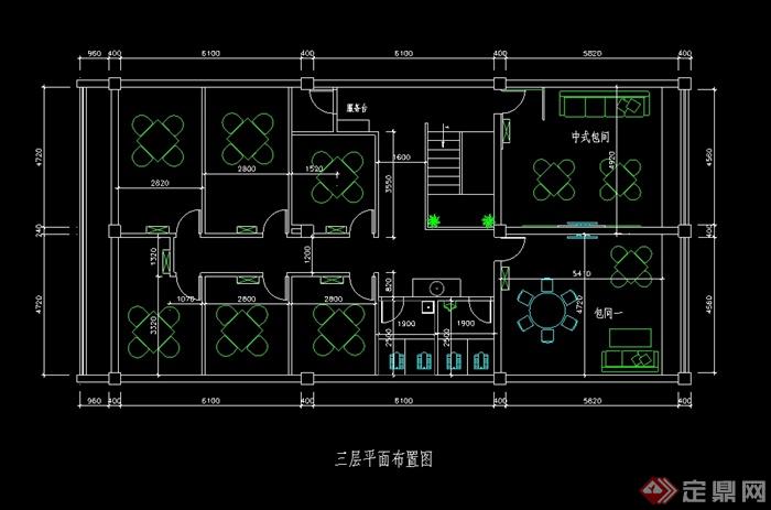 现代中式风格详细的一套茶楼室内CAD施工图(3)
