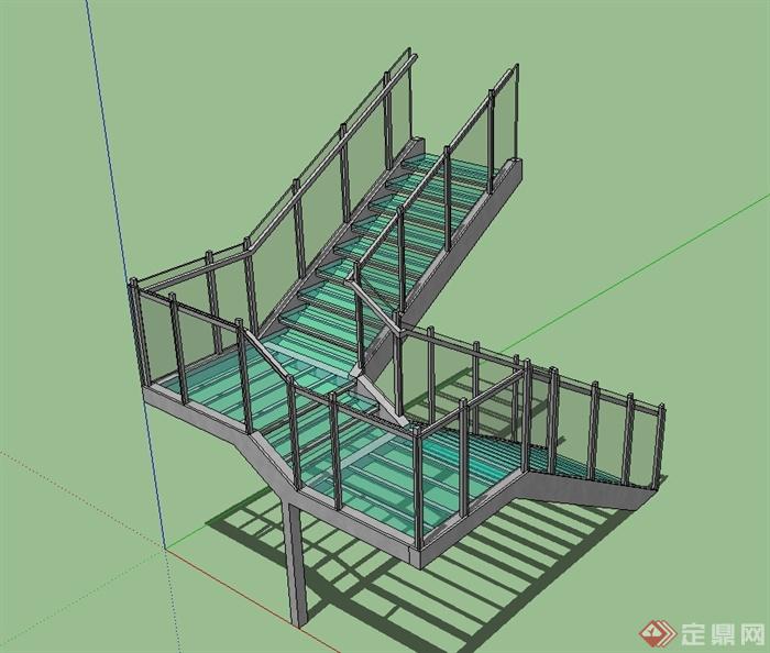 现代风格详细独特完整的建筑楼梯设计su模型(2)
