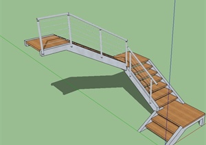 现代风格详细完整的室内楼梯设计SU(草图大师)模型