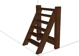 现代风格详细室内木质楼梯设计SU(草图大师)模型
