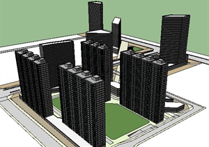 北京通州商业住宅综合体概念方案SU(草图大师)模型