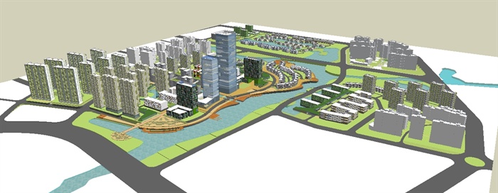 城市CBD新城区综合规划方案SU模型(3)