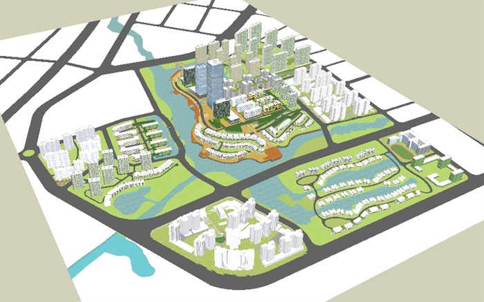 城市CBD新城区综合规划方案SU模型(4)
