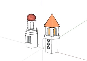 欧式风格独特的建筑大门设计SU(草图大师)模型