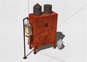 现代中式家具实木柜子设计SU(草图大师)模型
