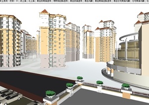 简欧式酒店及小区建筑店地块规划总体方案SU(草图大师)模型