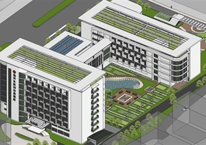 县级人民医院建筑方案SU(草图大师)模型