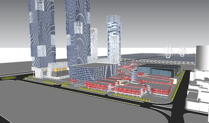 现代城市中心商务区SU模型(3)
