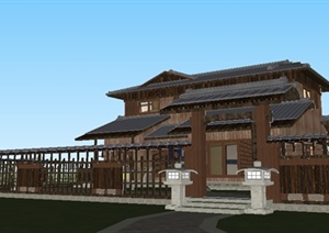 日式木屋小别墅建筑SU(草图大师)模型