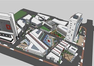 现代城市商贸中心综合建筑设计方案SU(草图大师)模型