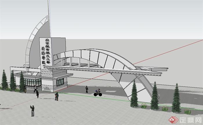 現代風格詳細完整的學校大門設計su模型[原創]