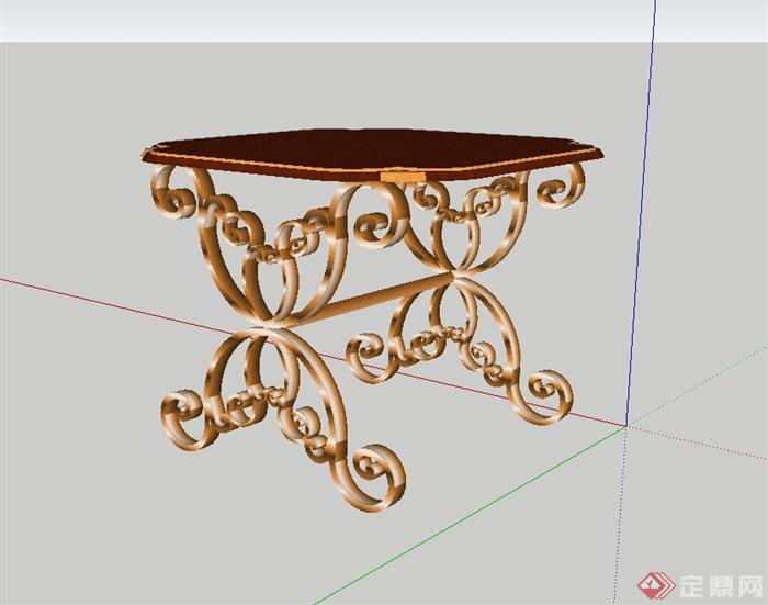 欧式风格完整独特详细的桌子设计su模型(3)