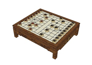现代中式家具象棋桌设计SU(草图大师)模型