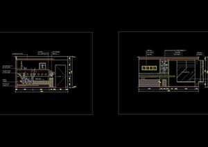 现代风格餐厅区装饰墙及酒架造型CAD立面图