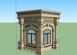 欧式风格详细完整的保安亭设计SU(草图大师)模型