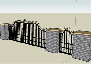 现代风格详细的铁大门设计SU(草图大师)模型