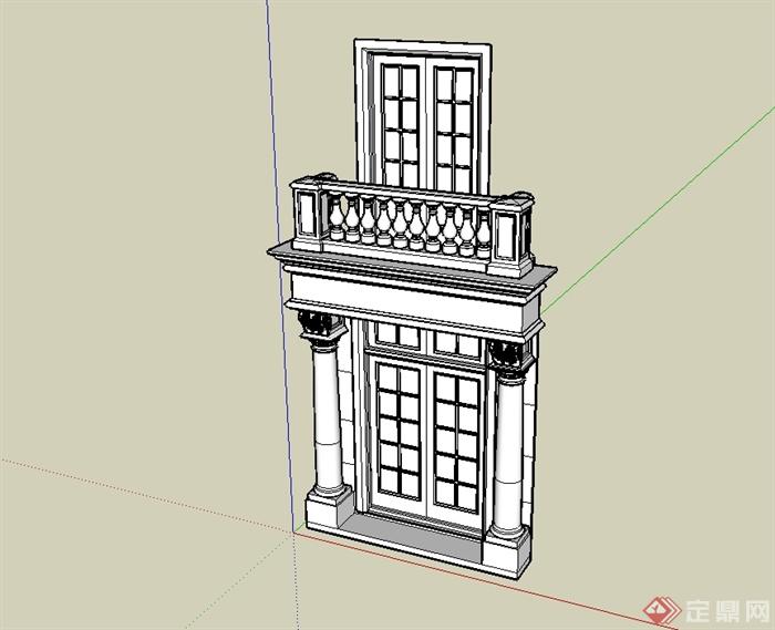 某欧式风格别墅建筑大门设计su模型(1)
