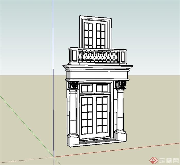某欧式风格别墅建筑大门设计su模型(2)