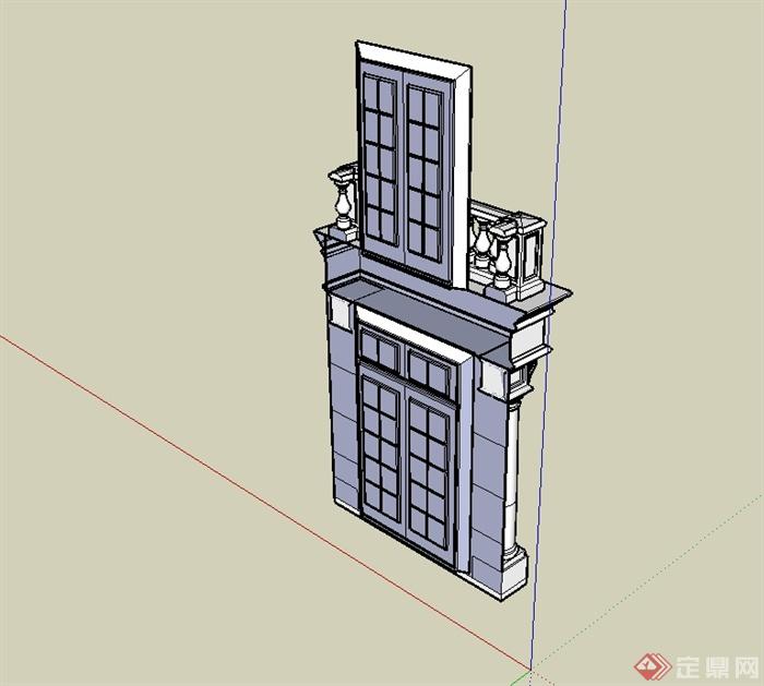 某欧式风格别墅建筑大门设计su模型(3)