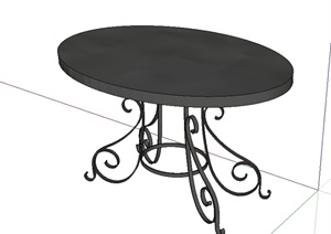欧式风格详细的椭圆形桌子设计SU(草图大师)模型