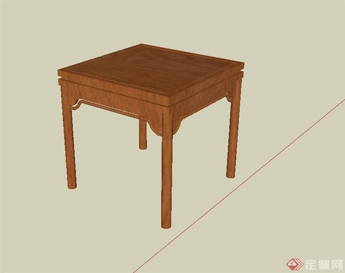 现代中式风格木质方桌设计su模型(2)