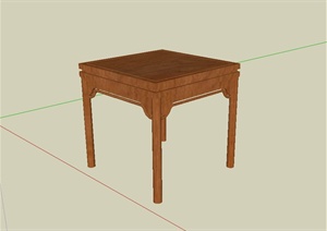 现代中式风格木质方桌设计SU(草图大师)模型
