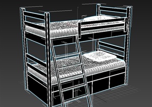 室内详细的高低床设计3d模型